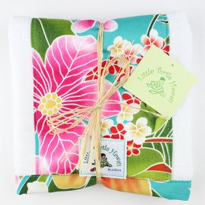 3-Piece Gift Set: Bib + Burp Cloth + Baby Blanket: Kauwela Teal