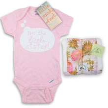 Load image into Gallery viewer, 2-Piece Gift Set: Little Sister Onesie + Pineapple Pink Burp Cloth