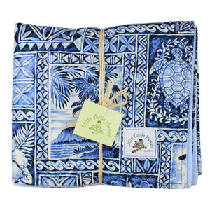 Hawaiian Baby Blanket: Ocean Blue Tapa