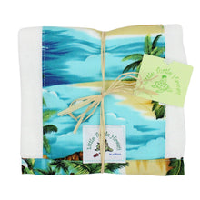 Load image into Gallery viewer, 3-Piece Gift Set: Bib + Burp Cloth + Baby Blanket: Ocean Mele Aqua