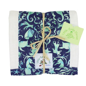 2-Piece Gift Set: Bib + Burp Cloth: Seashore Blue