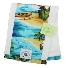 Load image into Gallery viewer, 3-Piece Gift Set: Bib + Burp Cloth + Baby Blanket: Ocean Mele Aqua