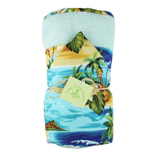 Load image into Gallery viewer, Hawaiian Baby Hooded Bath Towel: Ocean Mele Aqua