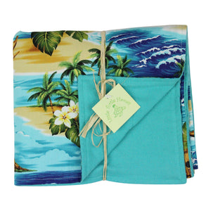 3-Piece Gift Set: Bib + Burp Cloth + Baby Blanket: Ocean Mele Aqua