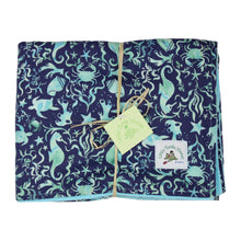 Load image into Gallery viewer, 3-Piece Gift Set: Bib + Burp Cloth + Baby Blanket: Seashore Blue