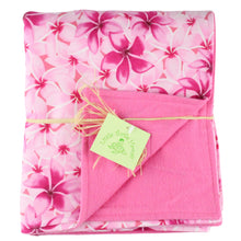 Load image into Gallery viewer, 3-Piece Gift Set: Bib + Burp Cloth + Baby Blanket: Melia Plumeria Pink
