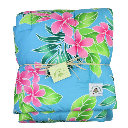 Hawaiian Print Baby Comforter: Pua Hone Turquoise