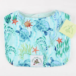 2-Piece Gift Set: Bib + Burp Cloth: Little Turtle Aqua
