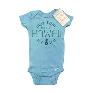 "100% Pure Aloha, Made in Hawaii" Onesie: Light Blue