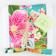 Load image into Gallery viewer, 3-Piece Gift Set: Bib + Burp Cloth + Baby Blanket: Kauwela Teal