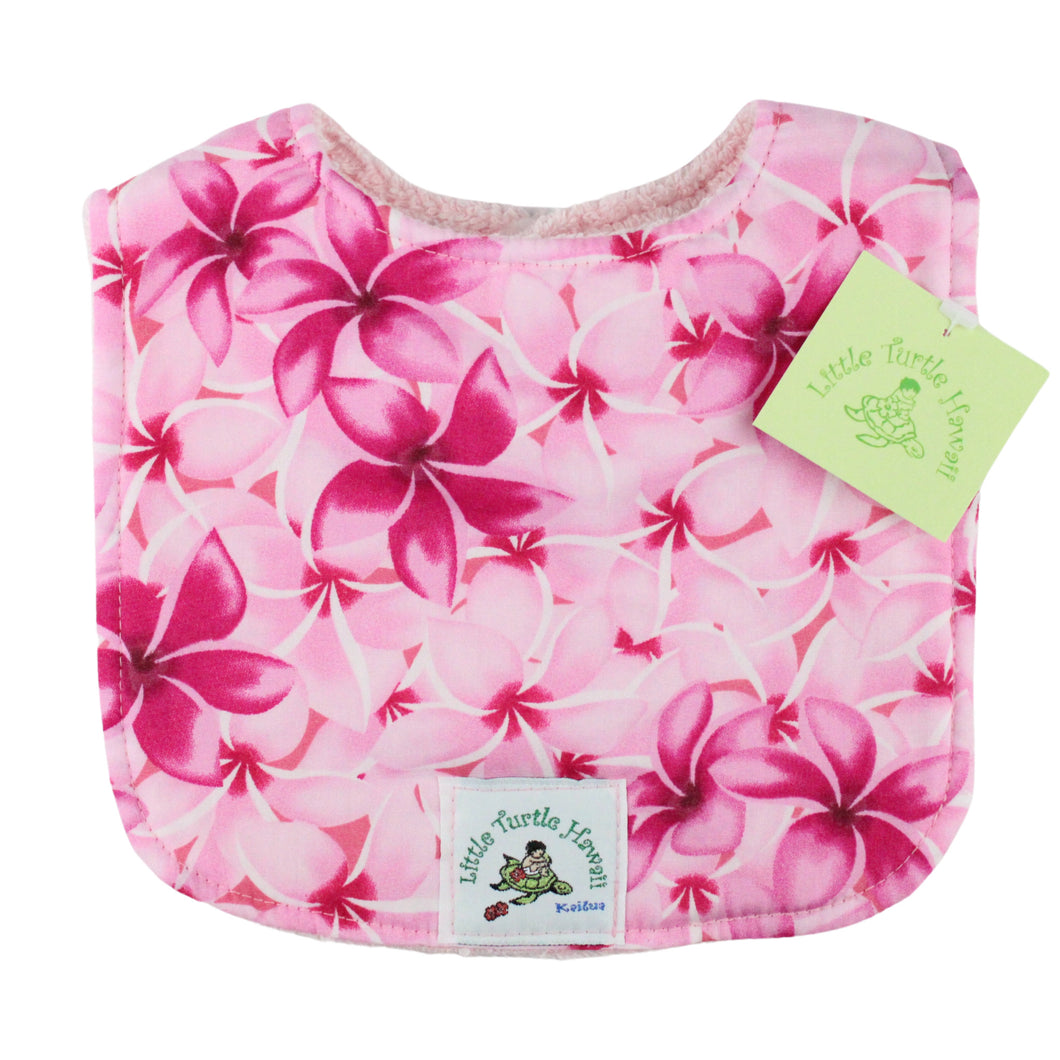 Hawaiian Baby Bib: Melia Plumeria Pink