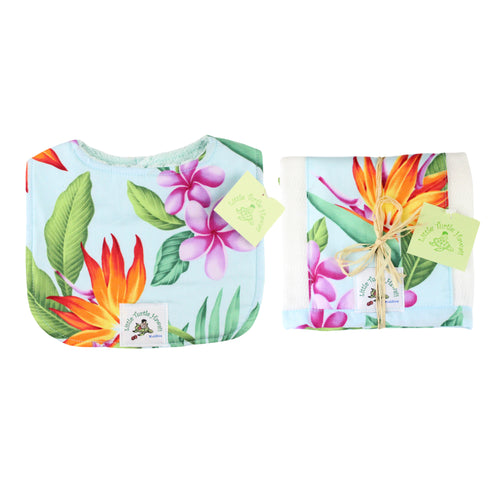 2-Piece Gift Set: Bib + Burp Cloth: Ka Ua Aloha Sky