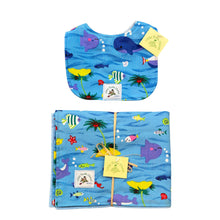 Load image into Gallery viewer, 2-Piece Gift Set: Baby Blanket + Bib: Water Babies Blue