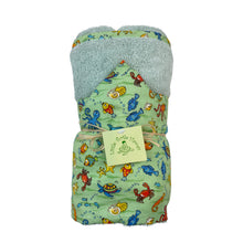 Load image into Gallery viewer, 4-Piece Gift Set: Bib + Burp Cloth + Baby Blanket + Hooded Towel: Fish Tales Green