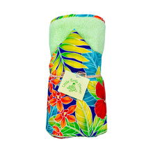 Load image into Gallery viewer, 3-Piece Gift Set: Burp Cloth + Baby Blanket + Hooded Towel: Ho&#39;omaluhia Lime Green