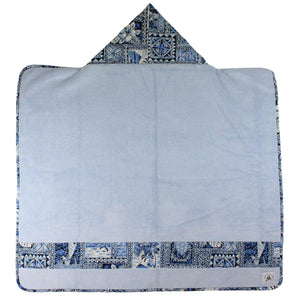 3-Piece Gift Set: Bib + Burp Cloth + Hooded Towel: Ocean Blue Tapa