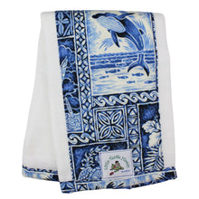 Load image into Gallery viewer, 3-Piece Gift Set: Bib + Burp Cloth + Hooded Towel: Ocean Blue Tapa