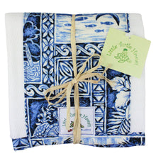 Load image into Gallery viewer, 3-Piece Gift Set: Bib + Burp Cloth + Hooded Towel: Ocean Blue Tapa