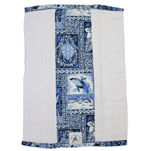 Load image into Gallery viewer, 3-Piece Gift Set: Bib + Burp Cloth + Hooded Towel: Ocean Blue Tapa