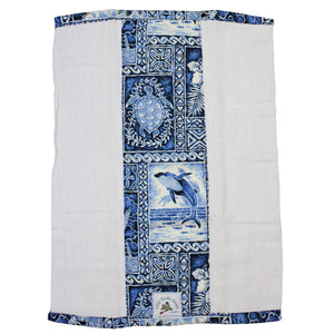 3-Piece Gift Set: Bib + Burp Cloth + Hooded Towel: Ocean Blue Tapa