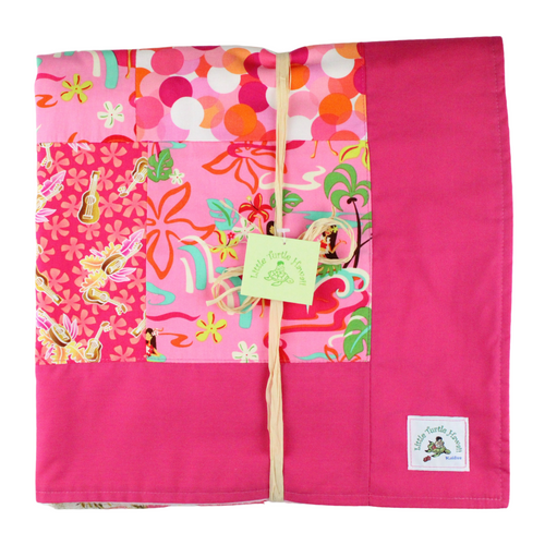 Hawaiian Baby & Toddler Patchwork Blanket: Ekahi Fuchsia Pink Hula Honeys Patchwork