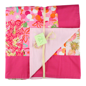 Hawaiian Baby & Toddler Patchwork Blanket: Ekahi Fuchsia Pink Hula Honeys Patchwork