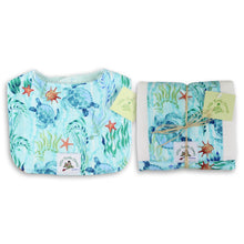 Load image into Gallery viewer, 2-Piece Gift Set: Bib + Burp Cloth Little Turtle Aqua