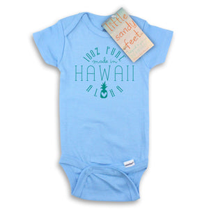 "100% Pure Aloha, Made in Hawaii" Onesie: Light Blue