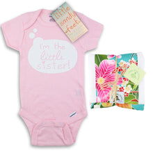 Load image into Gallery viewer, 2 Piece Gift Set: Little Sister Onesie + Kauwela Teal Burp Cloth