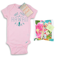 Load image into Gallery viewer, 2 Piece Gift Set: Made in Hawaii Onesie + Kauwela Teal Burp Cloth