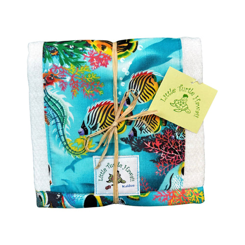 Hawaiian Baby Burp Cloth: Ocean Dreams Turquoise