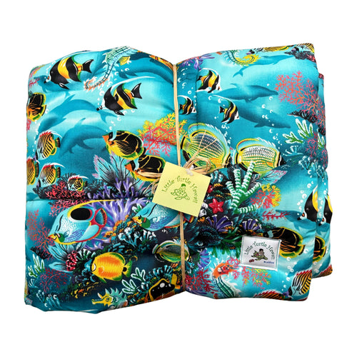 Hawaiian Print Baby Comforter: Ocean Dreams Turquoise