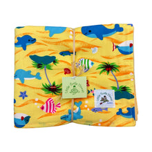 Load image into Gallery viewer, 3-Piece Gift Set: Bib + Burp Cloth + Hooded Towel: Water Babies Yellow