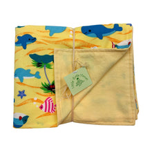 Load image into Gallery viewer, 3-Piece Gift Set: Bib + Burp Cloth + Hooded Towel: Water Babies Yellow