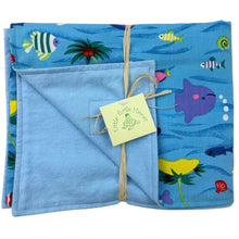 Load image into Gallery viewer, 2-Piece Gift Set: Baby Blanket + Bib: Water Babies Blue