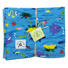 Load image into Gallery viewer, 2-Piece Gift Set: Baby Blanket + Bib: Water Babies Blue
