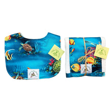 Load image into Gallery viewer, 3-Piece Gift Set: Bib + Burp Cloth + Hooded Towel: Honu Dreams Turquoise