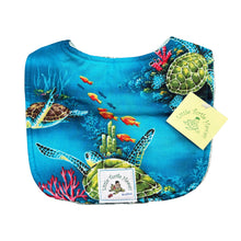 Load image into Gallery viewer, 3-Piece Gift Set: Bib + Burp Cloth + Hooded Towel: Honu Dreams Turquoise