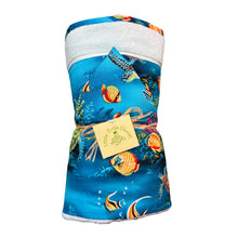 Load image into Gallery viewer, 3-Piece Gift Set: Bib + Burp Cloth + Hooded Towel: Honu Dreams Turquoise
