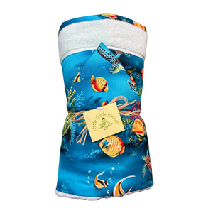 3-Piece Gift Set: Bib + Burp Cloth + Hooded Towel: Honu Dreams Turquoise