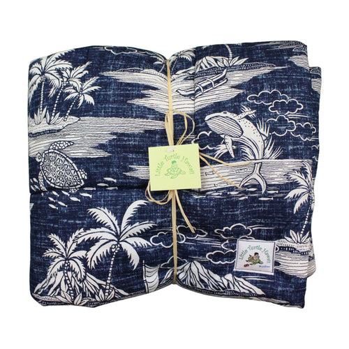 Hawaiian Print Baby Comforter: Ikaika Dark Blue
