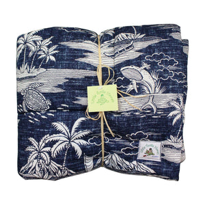 Hawaiian Print Baby Comforter: Ikaika Dark Blue