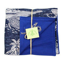 Load image into Gallery viewer, 3-Piece Gift Set: Bib + Burp Cloth + Baby Blanket: Ikaika Blue