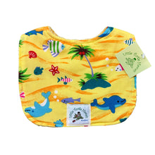 Load image into Gallery viewer, 3-Piece Gift Set: Bib + Burp Cloth + Hooded Towel: Water Babies Yellow