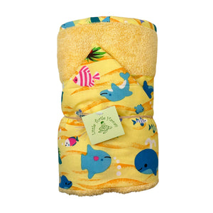 3-Piece Gift Set: Bib + Burp Cloth + Hooded Towel: Water Babies Yellow