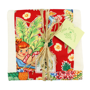 3-Piece Gift Set: Bib + Burp Cloth + Hooded Towel: Luau Lulu Red & Yellow