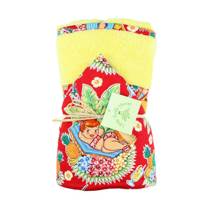 3-Piece Gift Set: Bib + Burp Cloth + Hooded Towel: Luau Lulu Red & Yellow