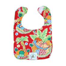 Load image into Gallery viewer, 3-Piece Gift Set: Bib + Burp Cloth + Hooded Towel: Luau Lulu Red &amp; Yellow