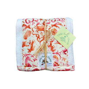 3-Piece Gift Set: Bib + Burp Cloth + Baby Blanket: Seashore Pink