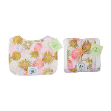Load image into Gallery viewer, 2-Piece Gift Set: Bib + Burp Cloth: Pineapple Pink